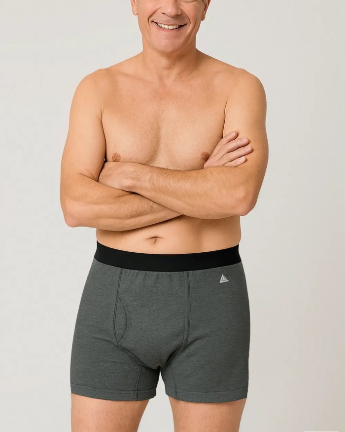 Grey Cotton Incontinence Boxer for Men: Soft, Reusable & Discreet