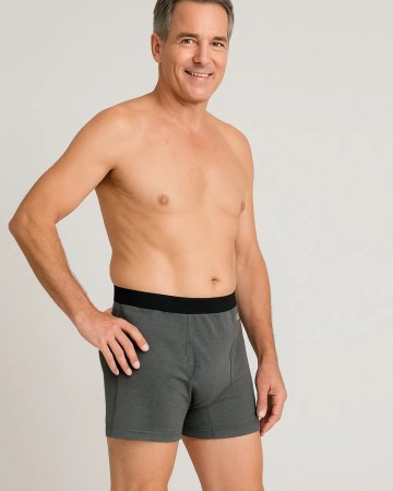Grey Cotton Incontinence Boxer for Men: Soft, Reusable & Discreet