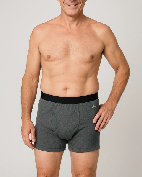 Grey Cotton Incontinence Boxer for Men: Soft, Reusable & Discreet