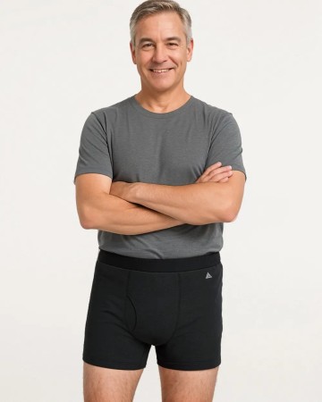 Black Cotton Incontinence Boxer for Men: Soft, Reusable & Discreet