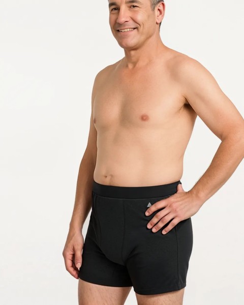 Black Cotton Incontinence Boxer for Men: Soft, Reusable & Discreet