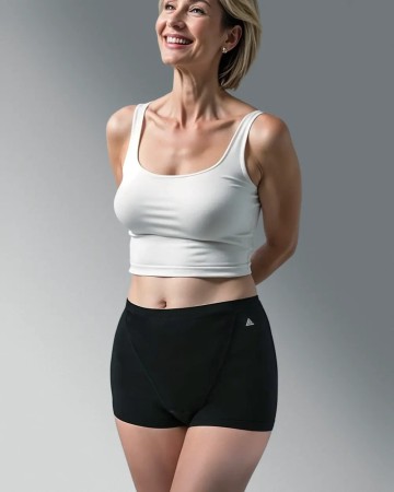 Black Cotton Urinary Incontinence Women Short: Super Absorbent