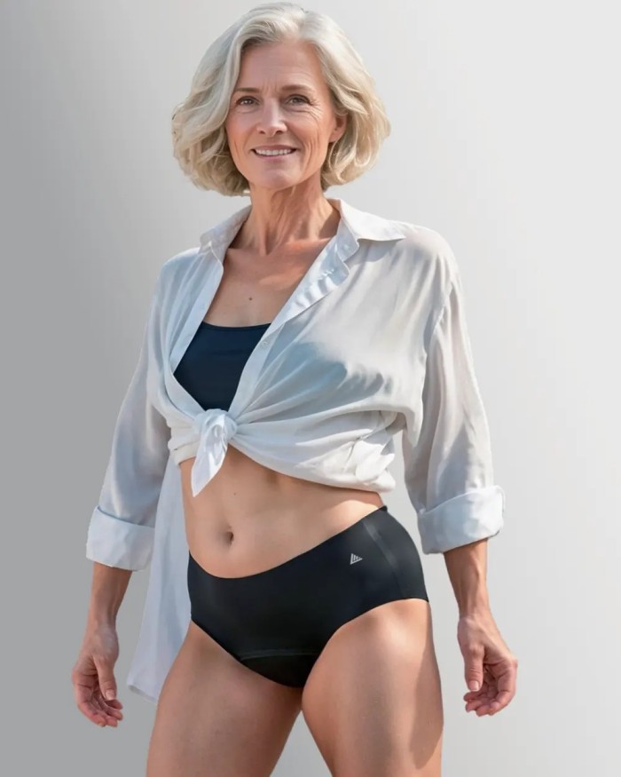 Black High-Waist Seamless Incontinence Panty: Very Discreet for Women
