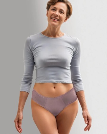 Brown Lace Cotton Leak Panty: Reusable, Elegant & Soft for Women